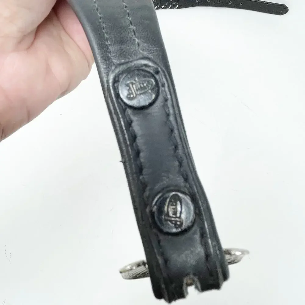 Justin Women's Black Top Grain Cowhide Leather Belt Size 30 Silver Buckle Rodeo